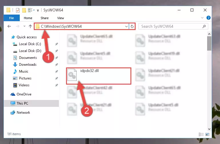 Pasting the Idpdx32.dll library into the Windows/sysWOW64 directory