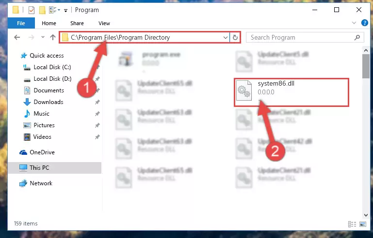 Uninstalling the damaged System86.dll library's registry from the system (for 64 Bit)