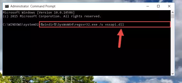 Reregistering the Vssapi.dll library in the system